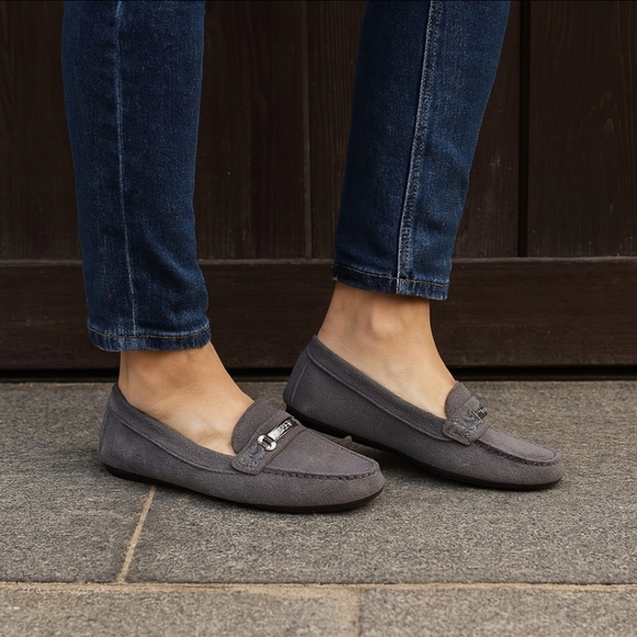 Calvin Klein Lunasi Gray Suede, Mock Toe, Comfort Loafers WMS 9M - Picture 1 of 16